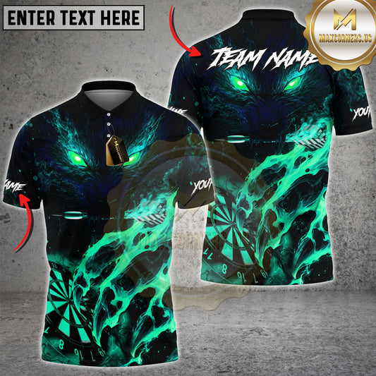 Maxcorners Wolf Dartboard Inferno Flame Hunter Multiple Options Personalized Name, Team Name 3D Shirt