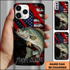 Maxcorners Fishing American Flag Patriotic Grunge Personalized Name Phone Case (10 Fish Species)