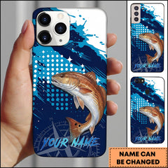Maxcorners Fishing Redfish Blue Ocean Compass Star Pop Art Personalized Name Phone Case