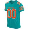 Maxcorners Custom Aqua Orange-White Mesh Authentic Football Jersey LM2605