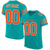 Maxcorners Custom Aqua Orange-White Mesh Authentic Football Jersey LM2605