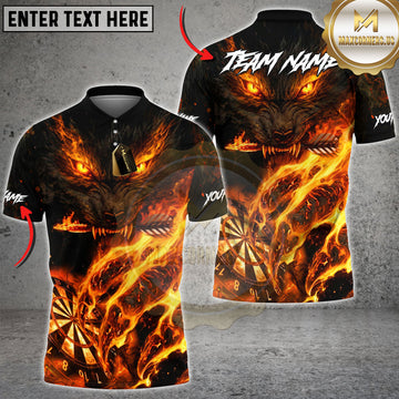 Maxcorners Wolf Dartboard Inferno Flame Hunter Multiple Options Personalized Name, Team Name 3D Shirt