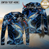 Maxcorners  Fishing Hexagon Water Splash Personalized Name, Team Name Long Sleeve Shirt (9 Fish Species)