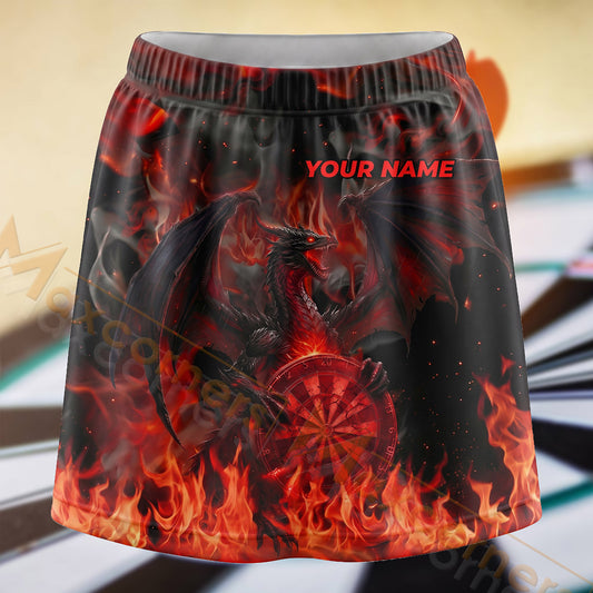 Maxcorners Darts Red Inferno Dartboard Personalized 3D Skort, Skirts With Shorts
