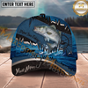 Maxcorners Fishing Heartbeat Boat Scene Multiple Options Personalized Name 3D Cap (12 Fish Species)