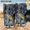 Maxcorners Fishing Tumbler Dark Blue Grunge Camouflage Design Personalized Name Tumbler (13 Species)