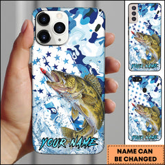 Maxcorners Walleye Fishing Star Camo Water Splash Art Personalized Name Phone Case