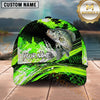 Maxcorners Fishing Vibrant Neon Green Splash with Dynamic Fishing Action and Bold Design Personalized Name 3D Cap (13 Fish Species)
