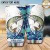 Maxcorners Fishing Tumbler White Blue Abstract Ink Splash Design Personalized Name Tumbler (13 Species)