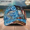 Maxcorners Fishing Ripped American Flag Boat Lure Personalized Name 3D Cap (12 Fish Species)