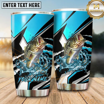 Maxcorners Fishing Tumbler Aqua Black Lightning Splash Design Personalized Name Tumbler (13 Species)