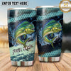 Maxcorners Fishing Tumbler Teal Honeycomb Wave Design Personalized Name Tumbler (13 Species)