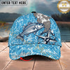 Maxcorners Fishing Coastal Compass Artwork Personalized Name 3D Cap (12 Fish Species)