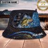 Maxcorners Fishing Dark Skull Fisherman with Dramatic Rod and Water Splash Personalized Name 3D Bucket Hat (13 Fish Species)