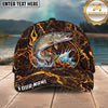 Maxcorners Fishing Lava Fire Rock Water Splash Personalized Name 3D Cap (12 Fish Species)