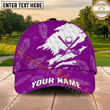 Maxcorners Golf Purple Splatter Golfer Silhouette Personalized Cap