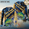 Maxcorners  Fishing Gold Stripe Personalized Name, Team Name Long Sleeve Shirt (9 Fish Species)