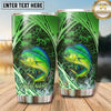 Maxcorners Fishing Tumbler Emerald Green Swoosh Honeycomb Design Personalized Name Tumbler (13 Species)