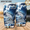 Maxcorners Fishing Tumbler Dramatic Ocean Wave Design Personalized Name Tumbler (13 Species)