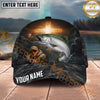 Maxcorners Fishing Cross Angler Storm Personalized Name 3D Cap (12 Fish Species)