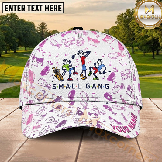 Maxcorners Golf Small Gang Cartoon Players Personalized Name 3D Classic Cap