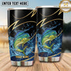 Maxcorners Fishing Tumbler Black Gold Curved Line Design Personalized Name Tumbler (13 Species)
