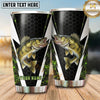 Maxcorners Fishing Tumbler Black White Honeycomb Wing Design Personalized Name Tumbler (13 Species)