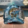 Maxcorners Fishing Silver Scale Water Splash Personalized Name 3D Cap (12 Fish Species)