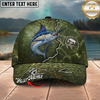 Maxcorners Fishing Green Scale Lightning Pattern Personalized 3D Cap (12 Fish Species)