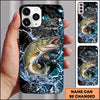 Maxcorners Black Teal Grunge Splash Personalized Name Phone Case (13 Fish Species)