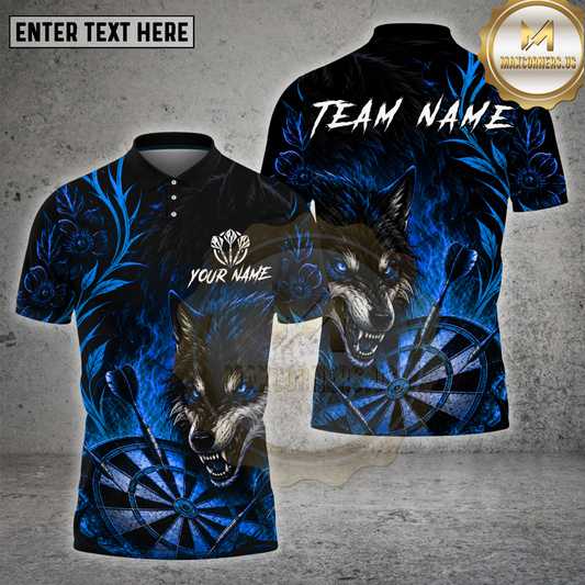 Maxcorners Darts Purple Wolf Dartboard Flame Multicolor Options Personalized Name, Team Name 3D Shirt (4 Colors)