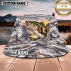 Maxcorners Fishing Blue Camo Fishing Illustration with Dynamic Splash Personalized Name 3D Bucket Hat (13 Fish Species)