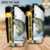 Maxcorners Fishing Tumbler Yellow Black Sport Stripe Design Personalized Name Tumbler (13 Species)