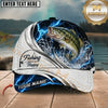 Maxcorners Fishing Blue Lightning White Scale Water Splash Customized Name 3D Cap