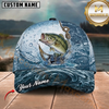 Maxcorners Fishing Blue Water Splash Hook Line Customized Name 3D Cap