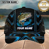Maxcorners Fishing Neon Blue Geometric Black Mesh Customized Name 3D Cap
