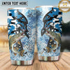Maxcorners Fishing Tumbler Blue White Camouflage Silhouette Design Personalized Name Tumbler (13 Species)