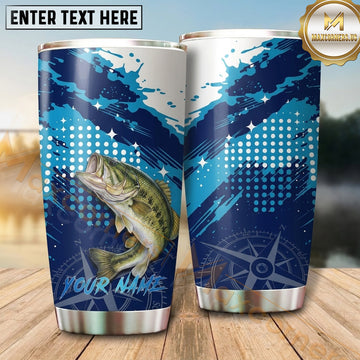 Maxcorners Fishing Tumbler Blue Pixel Ocean Wave Design Personalized Name Tumbler (13 Species)