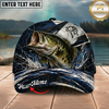 Maxcorners Fishing Black White Crack Texture Splash Personalized 3D Cap (12 Fish Species)
