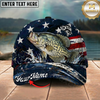 Maxcorners Fishing Patriotic USA Flag Water Splash Personalized 3D Cap (12 Fish Species)