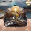 Maxcorners Fishing Faith Cross Mountain Lake Personalized Name 3D Cap (12 Fish Species)
