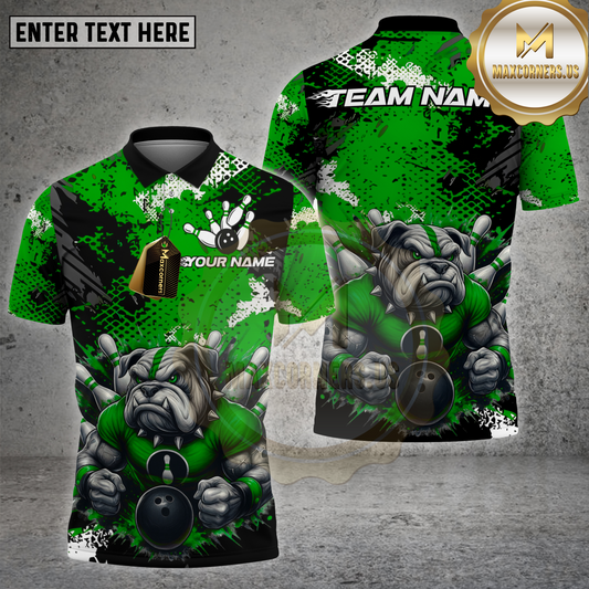 Maxcorners Bowling Shirt Angry Bulldog Graffiti Multicolor Options Personalized Name, Team Name Unisex 3D Shirt (4 Colors)