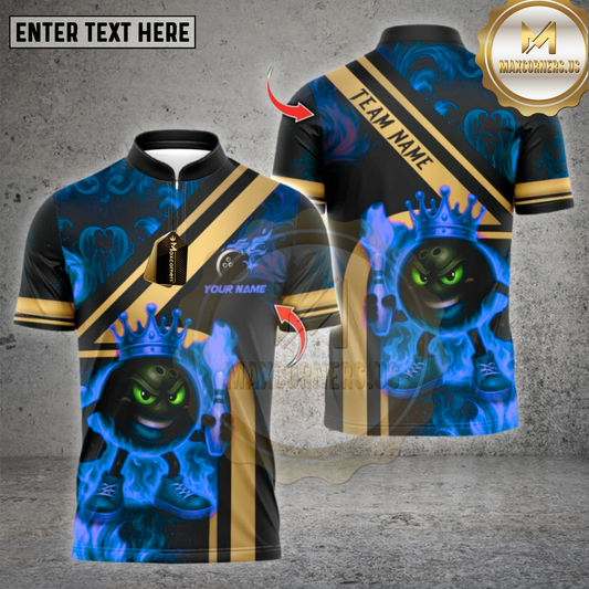 Maxcorners Bowling Shirt Fire Flame King Multioptions Personalized Name, Team Name Unisex 3D Shirt (4 Colors)