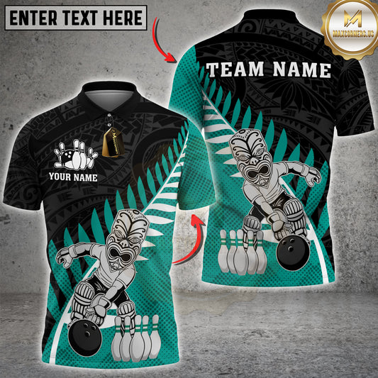 Maxcorners Bowling Shirt Maori Tribal Warrior Multioptions Personalized Name, Team Name Unisex 3D Shirt (4 Colors)