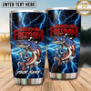 Maxcorners Fishing Tumbler Freedom Flag Blue Lightning Design Personalized Name Tumbler (13 Species)