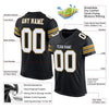Maxcorners Custom Black White-Old Gold Mesh Authentic Football Jersey LM2605