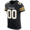 Maxcorners Custom Black White-Old Gold Mesh Authentic Football Jersey LM2605