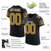 Maxcorners Custom Black Old Gold-White Mesh Authentic Football Jersey LM2605