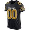 Maxcorners Custom Black Old Gold-White Mesh Authentic Football Jersey LM2605