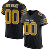 Maxcorners Custom Black Old Gold-White Mesh Authentic Football Jersey LM2605